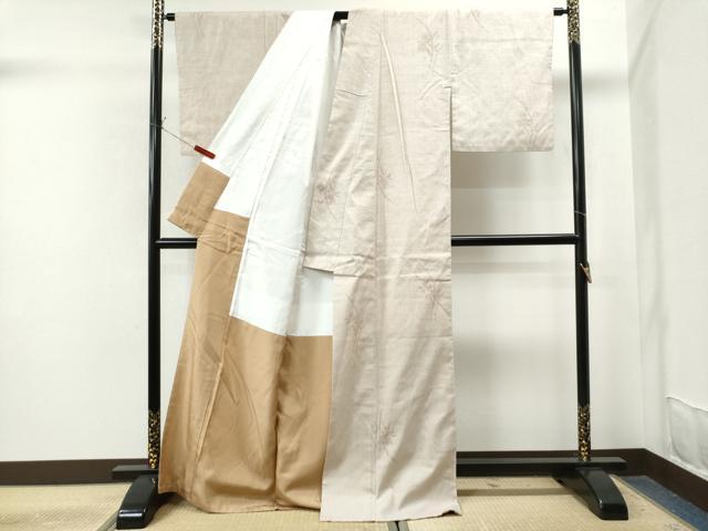 平和屋着物●結城紬 100亀甲 飛び亀甲 草花文 正絹 逸品 CAAS6933yc