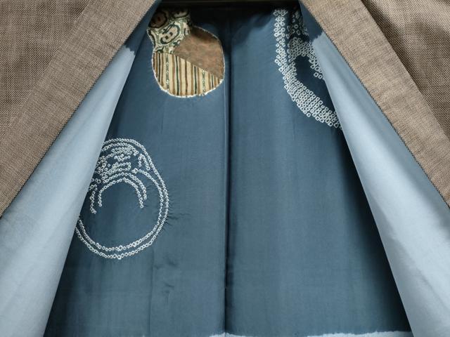平和屋着物●男性 本場大島紬 アンサンブル 7マルキ 泥染め 正絹 逸品 CAAS6934yc