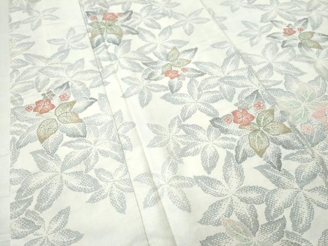 平和屋着物●中国三大刺繍 相良刺繍 訪問着 本場大島紬 白大島 草花文 金銀糸 正絹 逸品 未使用 CAAS6957yc