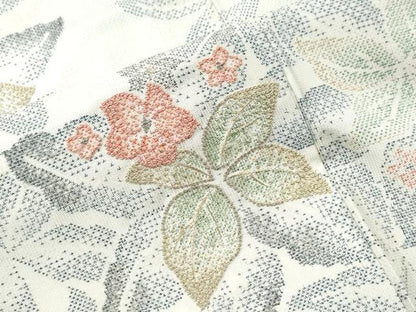 平和屋着物●中国三大刺繍 相良刺繍 訪問着 本場大島紬 白大島 草花文 金銀糸 正絹 逸品 未使用 CAAS6957yc