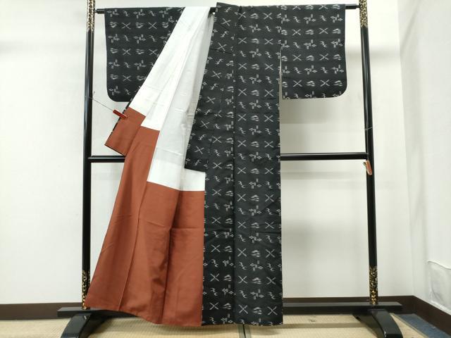 平和屋着物●上質な紬 絣文様 正絹 逸品 CAAS6981yc