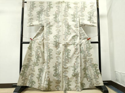 平和屋着物●本場大島紬　白大島　7マルキ　草木文　正絹　逸品　CAAS6982yc