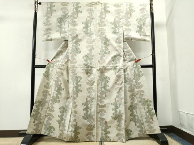 平和屋着物●本場大島紬　白大島　7マルキ　草木文　正絹　逸品　CAAS6982yc
