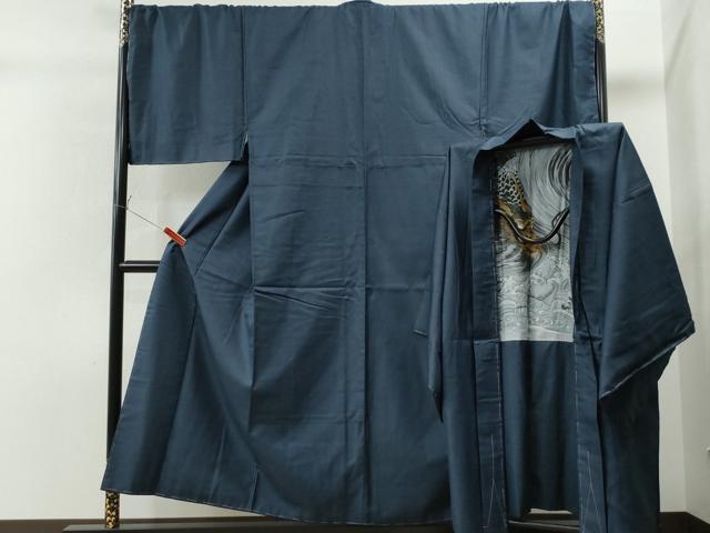 平和屋着物●男性 お召 アンサンブル 100亀甲 キングサイズ 正絹 逸品 未使用 CAAS6992yc