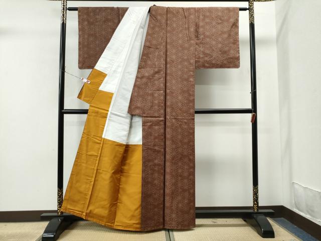 平和屋着物●本場大島紬 変わり麻の葉文様 正絹 逸品 未使用 CAAS6998yc