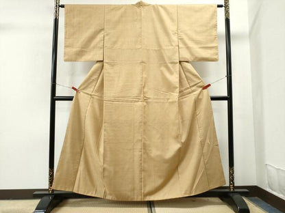 平和屋着物●結城紬 色無地 飴色 正絹 逸品 CAAS7007yc