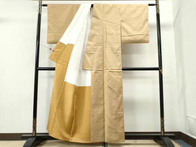 平和屋着物●結城紬 色無地 飴色 正絹 逸品 CAAS7007yc