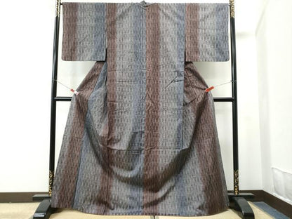 平和屋着物●上質な紬　よろけ縞　正絹　逸品　CAAS7012yc
