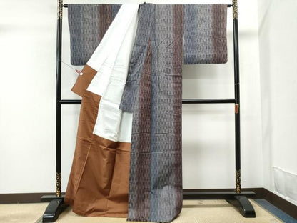 平和屋着物●上質な紬　よろけ縞　正絹　逸品　CAAS7012yc
