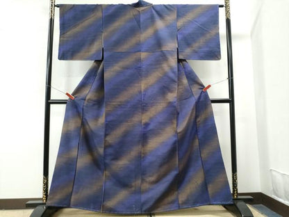 平和屋着物●上質な紬 斜線文 正絹 逸品 未使用 CAAS7027yc