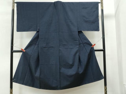 平和屋着物●男性　紬　色無地　留紺色　正絹　逸品　未使用　CAAS7029yc