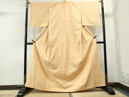 平和屋着物●結城紬　色無地　蜂蜜色　正絹　逸品　CAAS7030yc