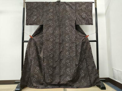 平和屋着物●上質な紬 枝花文 正絹 逸品 CAAS7034yc