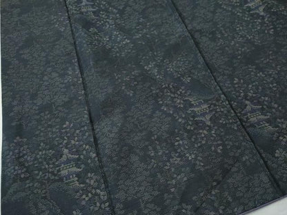 平和屋着物●本場大島紬 泥染め 風景草花文 正絹 逸品 CAAS7037yc