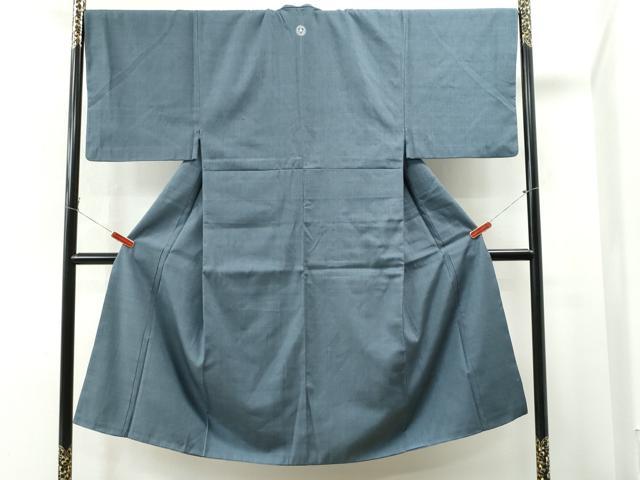 平和屋着物●男性 紬 色無地 錆鉄御納戸色 正絹 逸品 CAAS7040yc