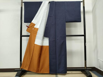 平和屋着物●結城紬 色無地 濃鼠色 正絹 逸品 未使用 CAAS7047yc