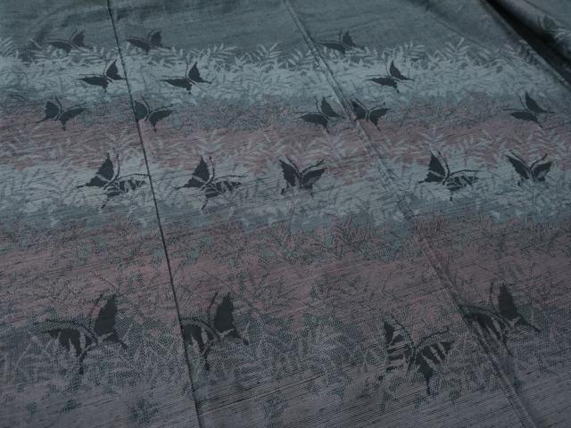 平和屋着物●訪問着 紬地 舞蝶草木文 正絹 逸品 CAAS7065yc