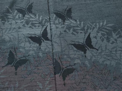 平和屋着物●訪問着 紬地 舞蝶草木文 正絹 逸品 CAAS7065yc
