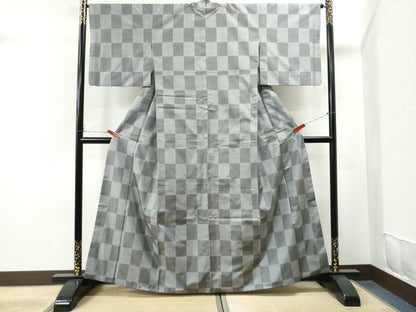 平和屋着物●本場大島紬 9マルキ 市松文様 正絹 逸品 CAAS7068yc