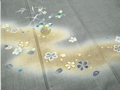 平和屋着物●訪問着 作家物 紬地 陶器草花文 金彩 正絹 逸品 CAAS7073yc
