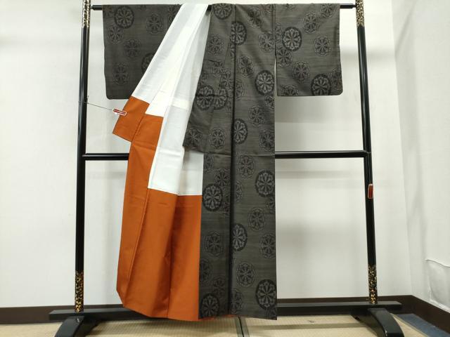 平和屋着物●本場大島紬 泥染め 源氏車 正絹 逸品 CAAS7074yc