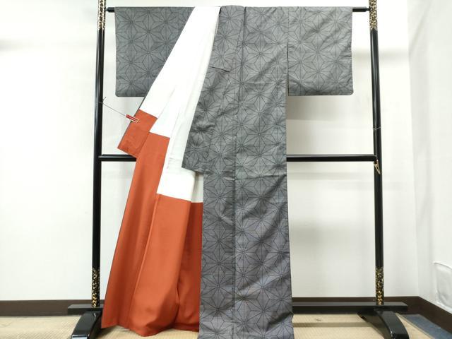平和屋着物●本場大島紬 9マルキ 麻の葉文様 正絹 逸品 CAAS7092yc
