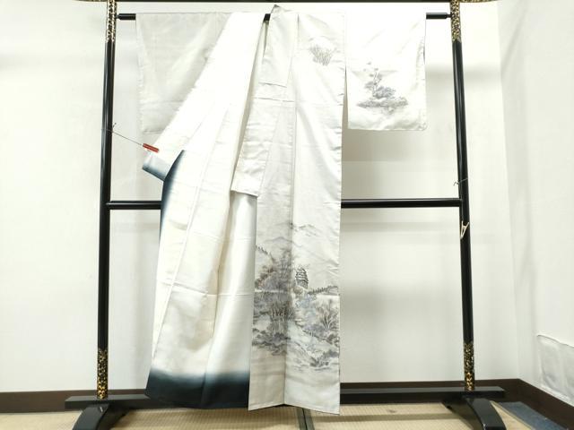 平和屋着物●訪問着 加藤健作 手描き 遠山風景文 正絹 逸品 CAAS7095yc