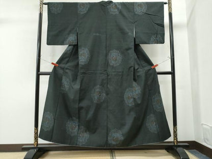 平和屋着物●結城紬 100亀甲 正倉院花文 正絹 逸品 CAAS7099yc
