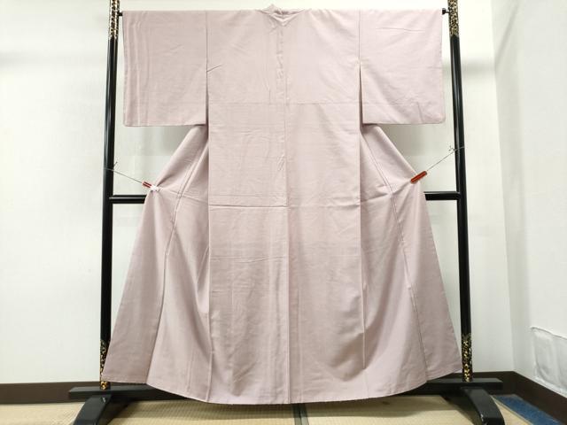 平和屋着物●結城紬　色無地　灰桜色　証紙付き　正絹　逸品　CAAS7150yc