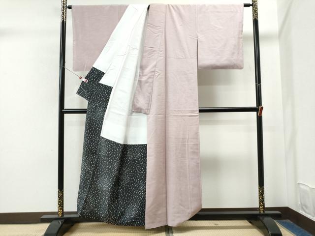 平和屋着物●結城紬　色無地　灰桜色　証紙付き　正絹　逸品　CAAS7150yc