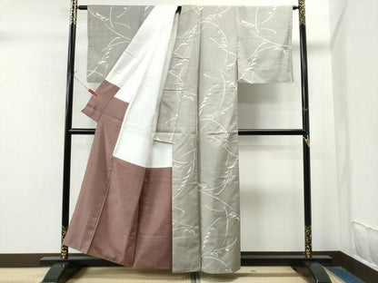平和屋着物●上質な小紋　紬地　笹竹文　正絹　逸品　CAAS7156yc