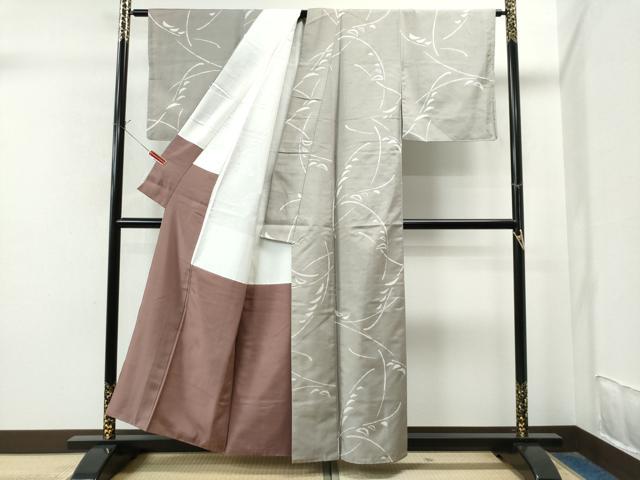 平和屋着物●上質な小紋　紬地　笹竹文　正絹　逸品　CAAS7156yc