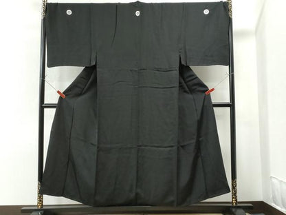平和屋着物●男性　黒紋付　キングサイズ　正絹　逸品　CAAS7159yc