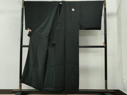 平和屋着物●男性　黒紋付　キングサイズ　正絹　逸品　CAAS7159yc