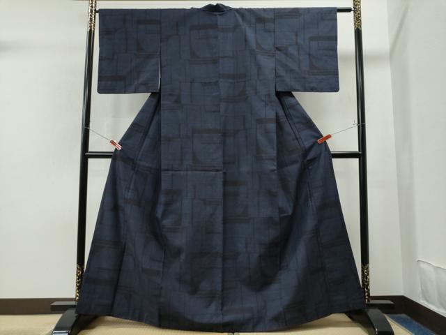 平和屋着物●本結城紬 80亀甲 色紙重ね吉祥文 まつもと謹製 反端付き 正絹 逸品 CAAS7166yc