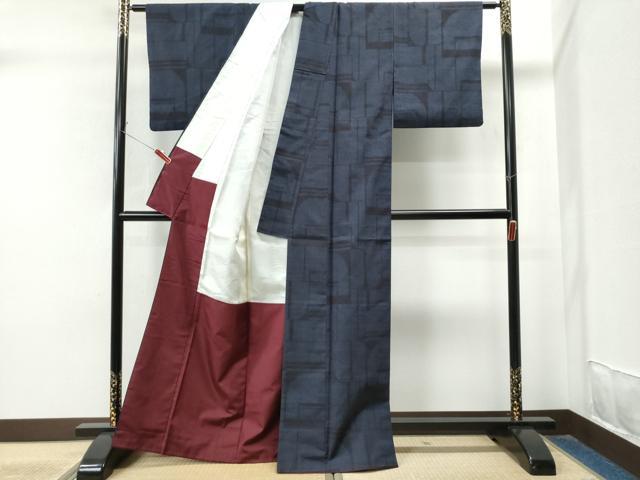 平和屋着物●本結城紬 80亀甲 色紙重ね吉祥文 まつもと謹製 反端付き 正絹 逸品 CAAS7166yc