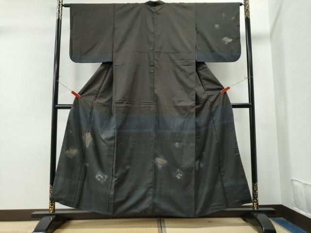 平和屋着物●訪問着　本場大島紬　絞り　色紙吉祥文　金彩　正絹　逸品　CAAS7167yc