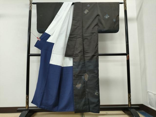 平和屋着物●訪問着　本場大島紬　絞り　色紙吉祥文　金彩　正絹　逸品　CAAS7167yc