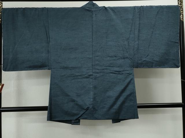 平和屋着物●男性　紬　アンサンブル　色無地　藍色　正絹　逸品　未使用　CAAS7173yc