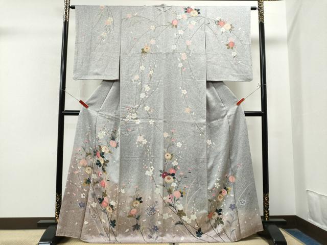 平和屋着物●訪問着 友禅 菊花文 暈し染め 金彩 正絹 逸品 CAAS7202yc