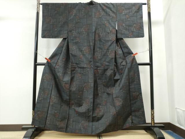 平和屋着物●本場大島紬 色紙吉祥花文 正絹 逸品 CAAS7203yc