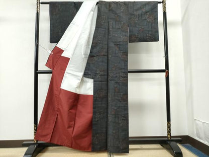 平和屋着物●本場大島紬 色紙吉祥花文 正絹 逸品 CAAS7203yc
