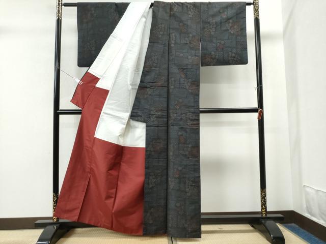平和屋着物●本場大島紬 色紙吉祥花文 正絹 逸品 CAAS7203yc