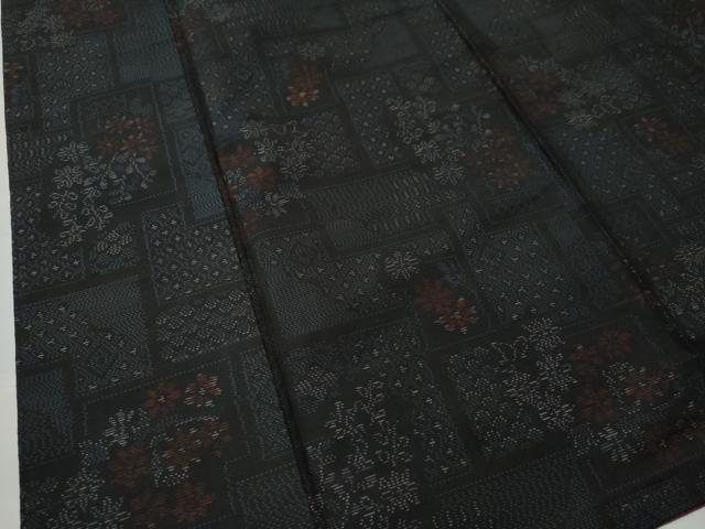 平和屋着物●本場大島紬 色紙吉祥花文 正絹 逸品 CAAS7203yc