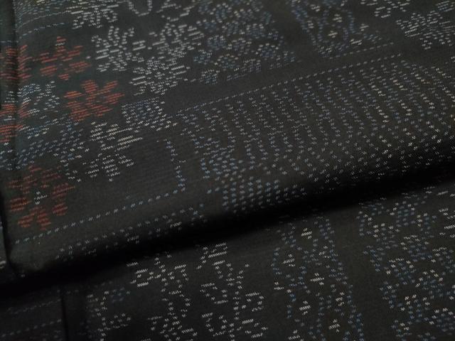 平和屋着物●本場大島紬 色紙吉祥花文 正絹 逸品 CAAS7203yc