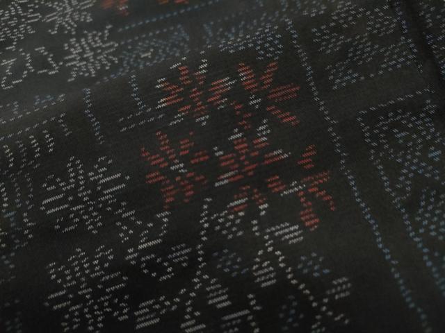 平和屋着物●本場大島紬 色紙吉祥花文 正絹 逸品 CAAS7203yc