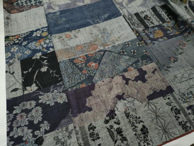 平和屋着物●小千谷紬 百柄 横段吉祥花唐草文 正絹 逸品 CAAS7210yc