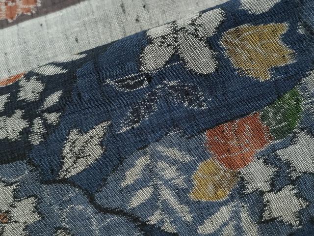 平和屋着物●小千谷紬 百柄 横段吉祥花唐草文 正絹 逸品 CAAS7210yc