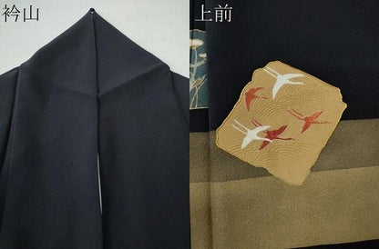 平和屋着物●訪問着 駒刺繍 破れ色紙飛鶴松梅文 金彩 正絹 逸品 CAAS7226yc