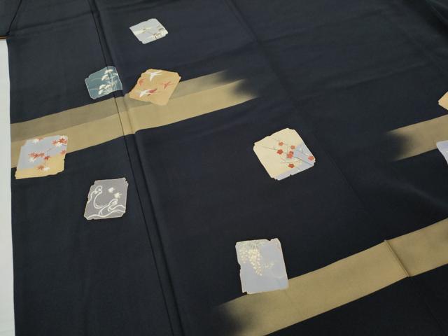 平和屋着物●訪問着 駒刺繍 破れ色紙飛鶴松梅文 金彩 正絹 逸品 CAAS7226yc